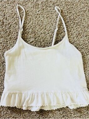 American Eagle Outfitters White Ruffle-Hem Cami